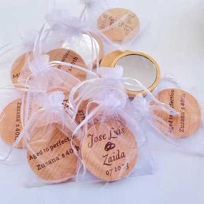 XFYSDIY Personalized Pocket Mirror, Personalized Wedding Guest Gift, Custom Engraved Wooden Pocket Makeup Mirror for Women Wedding Party Favor Souvenir(1pcs)