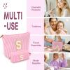 2 PCS Initial Makeup Bags for Women: Cosmetic Bag for Travel Toiletry - Birthday Gifts for 11 12 13 14 15 16 17 18 Years Old Girl Graduation Teacher Gift- Teen Girl Gifts Trendy Stuff - Pink S view 4