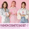 2 PCS Initial Makeup Bags for Women: Cosmetic Bag for Travel Toiletry - Birthday Gifts for 11 12 13 14 15 16 17 18 Years Old Girl Graduation Teacher Gift- Teen Girl Gifts Trendy Stuff - White A view 2