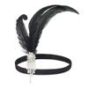 1920's Feather Headband,Art Deco Headpiece Pearl Headband Masquerade Hair Band Cosplay Dress Headwear Rhinestone Hair Accessories(B) view 1