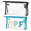 AellasNervalt Preppy Patch Cosmetic Bags - 2Pcs SPF Chenille Varsity Letter Blue Toiletry Bag Black Large Clear Waterproof Portable Makeup Bag Clutch Purse Travel Bag for Women view 1