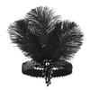 1920's Feather Headband,Art Deco Headpiece Pearl Headband Masquerade Hair Band Cosplay Dress Headwear Rhinestone Hair Accessories(H) view 1