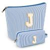 2 PCS Initial Makeup Bags for Women: Cosmetic Bag for Travel Toiletry - Birthday Gifts for 11 12 13 14 15 16 17 18 Years Old Girl Graduation Teacher Gift- Teen Girl Gifts Trendy Stuff - Blue J view 1