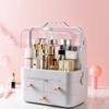A1DFDFGOQSFG Dust-Proof Makeup Organizer Portable Travel Jewelry Organizer Box with Drawers Tray Clear Storage Box view 4