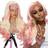 13 * 6Pink Synthetic Hair Wig Lace Front Glueless Body Wave Ombre Blonde Pink Pre Plucked HD Transparent Lace Breathable Ready to Wear with Baby Hair for Women view 1