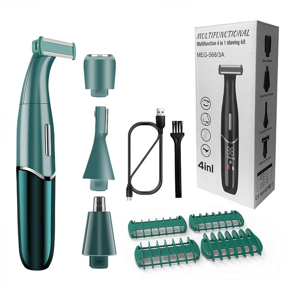NinthAvenue Basics 4-in-1 Men's Electric Shaver, Wet & Dry, USB Rechargeable, Green