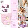 2 PCS Initial Makeup Bags for Women: Cosmetic Bag for Travel Toiletry - Birthday Gifts for 11 12 13 14 15 16 17 18 Years Old Girl Graduation Teacher Gift- Teen Girl Gifts Trendy Stuff - Light Pink K view 4