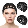 2 Pieces Mesh Crochet Hair Net Rayon Knit Snood Hat Cover Crocheted Sleep Cap for Women (Black) view 1