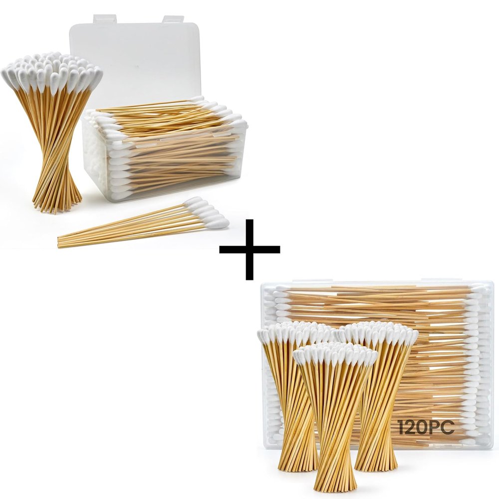 Accesfire 200pcs Large Cotton Swabs+120pcs Middle Head Cotton swabs