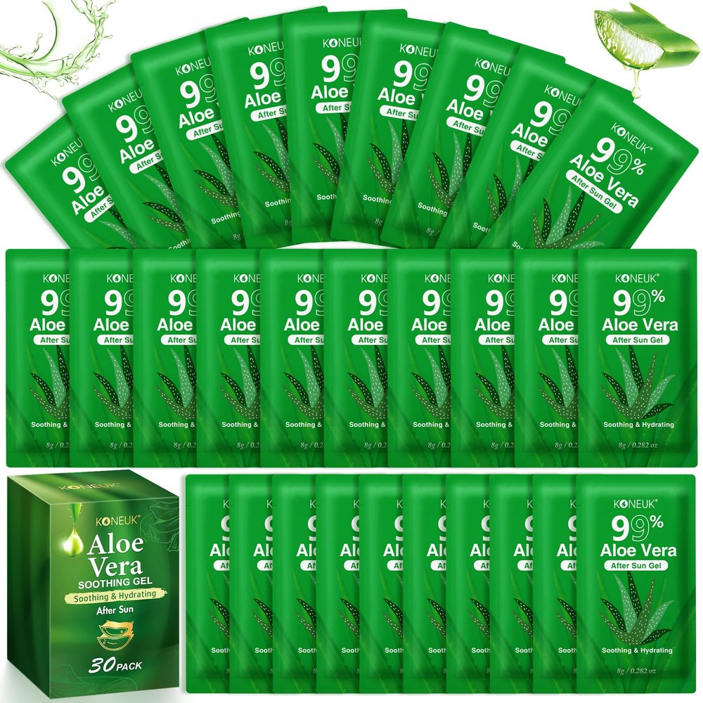 KONEUK 30 Pack Aloe Vera Gel for Face, Hair, Skin, 99% Pure Aloe Vera Gel