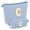 2 PCS Initial Makeup Bags for Women: Cosmetic Bag for Travel Toiletry - Birthday Gifts for 11 12 13 14 15 16 17 18 Years Old Girl Graduation Teacher Gift- Teen Girl Gifts Trendy Stuff - Blue C view 1