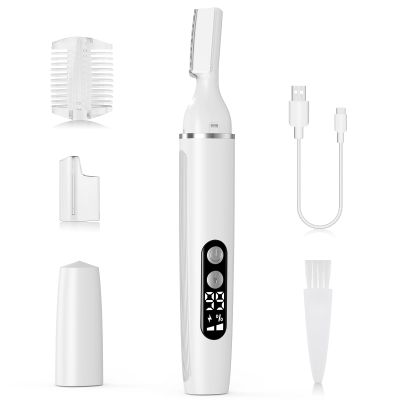 Eyebrow Trimmer Electric Eyebrow Razor with Digital Display LED Light, 2-Speed Eyebrow Shaver Rechargeable Facial Hair Remover Trimmer for Women, Painless Face Hair Removal for Upper Lip Peach Fuzz