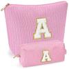 2PCS Makeup Bags Teen Girl Gifts Trendy Stuff - Personalized Christmas Gifts for Women - Stocking Stuffers for Teen Girls - Cosmetic Bag for Travel Toiletry - 11 12 13 14 15 16 Years Old Gift - Pink A view 1