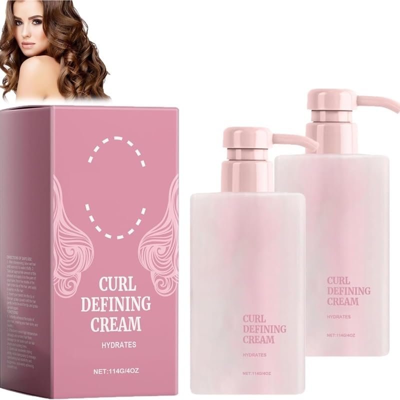 Auosxny Hairhalo Curl Defining Cream, Curl Cream for Curly Hair Anti Frizz, Moisturizing,Smoothing for All Natural, for Wavy & Curly Hair(1pc)(2 Bottles)