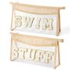 AellasNervalt Boho Patch Cosmetic Bag - Chenille Varsity Letter Toiletry Bag Beige Clear Waterproof Travel Makeup Bag PVC Zipper Clutch Daily Use Purse for Women Girls view 1