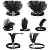 1920's Feather Headband,Art Deco Headpiece Pearl Headband Masquerade Hair Band Cosplay Dress Headwear Rhinestone Hair Accessories(G) view 2
