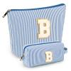2 PCS Initial Makeup Bags for Women: Cosmetic Bag for Travel Toiletry - Birthday Gifts for 11 12 13 14 15 16 17 18 Years Old Girl Graduation Teacher Gift- Teen Girl Gifts Trendy Stuff - Blue B view 1