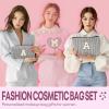 2 PCS Initial Makeup Bags for Women: Cosmetic Bag for Travel Toiletry - Birthday Gifts for 11 12 13 14 15 16 17 18 Years Old Girl Graduation Teacher Gift- Teen Girl Gifts Trendy Stuff - Black A view 3