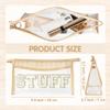 AellasNervalt Boho Patch Makeup Bag Clear Toiletry Bag Varsity Letter Travel Cosmetic Bag Beige Transparent Waterproof Zipper Makeup Pouch for Women Girls view 2