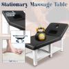 CETIVENO 75in Professional Stationary Massage Table Portable Facial Solon Spa Tattoo Bed Height Adjustable with Detachable Pillow Metal Leg Hold Up to 1150lbs Black view 2
