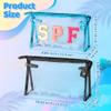 AellasNervalt Preppy Patch Cosmetic Bags - 2Pcs Summer SPF Chenille Varsity Letter Blue Toiletry Bag Black Large Clear Waterproof Portable Makeup Bag PVC Clutch Purse Travel Beach Bag for Women Girl view 2