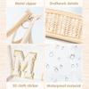 AellasNervalt Boho Patch Cosmetic Bag - Chenille Varsity Letter Toiletry Bag Beige Clear Waterproof Travel Makeup Bag PVC Zipper Clutch Daily Use Purse for Women Girls view 3