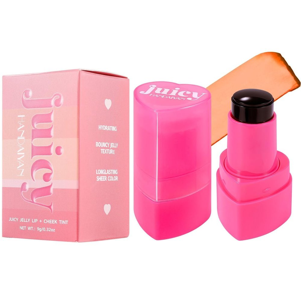 Cooling Water Jelly Tint Blush, Multi-Use Love Blush Tint Stick, Sheer Lip & Cheek Stain Makeup Stick, Moisturizing Buildable Bouncy Jelly Texture, Cruelty Free (05#, 0.32oz)