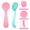 2 Pcs Silicone Manual Facial Cleansing Brush Soft Face Scrubber Exfoliating Brush Waterproof Face Cleaning Scrubber Exfoliator Cleanser for Blackheads Makeup Residues Removal(Pink, Blue) view 3