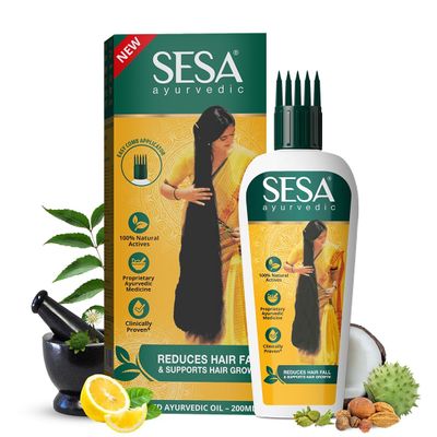 Ayurvedic Hair Oil With Bhringraj & 17 Rare Herbs With Coconut Oil and 4 Nourishing Oil For Hair Growth Help Control Hair Fall with Easy Oil Applicator For Women and Men (200 ml)