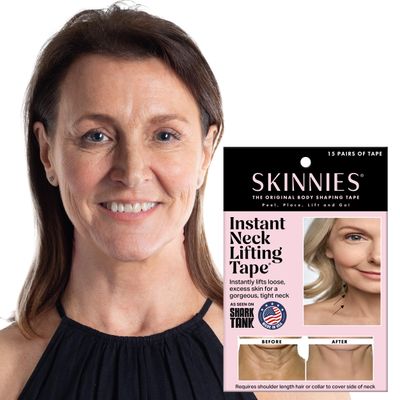 Skinnies Instant Lifts Neck Tape - Patented & Made in USA - Smooths Lines & Tightens Loose Skin for a Youthful Look - Neck Lift Tape Invisible & Undetectable Under Hair - 15 Pairs