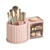 360 Rotating Makeup Brush Holder, Makeup Organizers with Drawer, Cosmetic Brushes Storage Countertop for Vanity Desktop Bathroom Countertop (pink) view 1