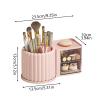 360 Rotating Makeup Brush Holder, Makeup Organizers with Drawer, Cosmetic Brushes Storage Countertop for Vanity Desktop Bathroom Countertop (pink) view 2