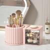 360 Rotating Makeup Brush Holder, Makeup Organizers with Drawer, Cosmetic Brushes Storage Countertop for Vanity Desktop Bathroom Countertop (pink) view 3