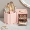 360 Rotating Makeup Brush Holder, Makeup Organizers with Drawer, Cosmetic Brushes Storage Countertop for Vanity Desktop Bathroom Countertop (pink) view 4