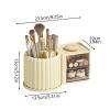 360 Rotating Makeup Brush Holder, Makeup Organizers with Drawer, Cosmetic Brushes Storage Countertop for Vanity Desktop Bathroom Countertop (Creamy yellow) view 2