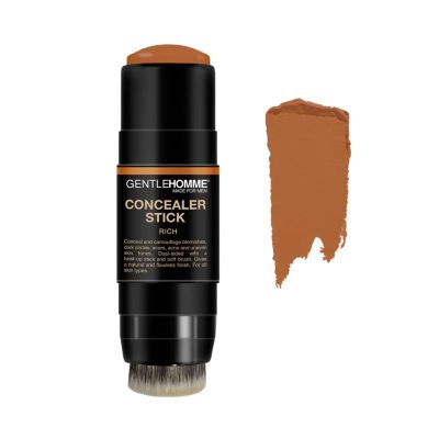 Gentlehomme - Concealer Stick - Mens 2-in-1 Concealer & Brush - For Blemishes, Dark Circles, Scars, Acne & Uneven Skin Tones - Natural Finish - All Skin Types - Vegan - Rich - 1 Stick