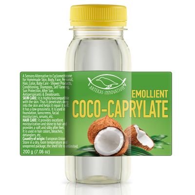 Artekas Innovation COCO-CAPRYLATE - Emollient - Liquid - 200 g (7.06 oz) - For Formulations and DIY Skin, Body, Face, Personal, Hair Care - Shower Products, Conditioning, Shampoos