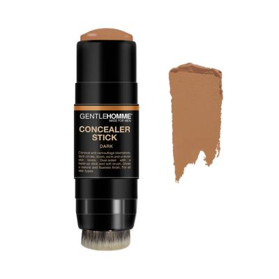 Gentlehomme - Concealer Stick - Mens 2-in-1 Concealer & Brush - For Blemishes, Dark Circles, Scars, Acne & Uneven Skin Tones - Natural Finish - All Skin Types - Vegan - Dark - 1 Stick