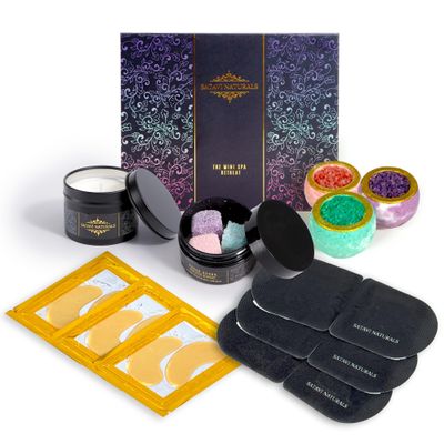 Spa Gift Set for Women The Mini Spa Retreat | Bath Bombs, Sugar Scrub, Candle, 24K Gold Eye Masks & Steam Eye Mask | Self Care & Relaxation Gift Box for Stress Relief at Home