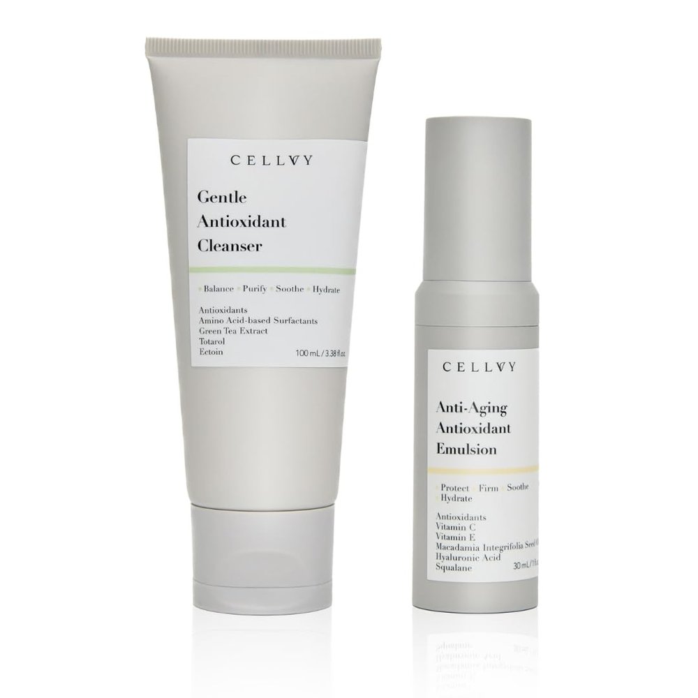 Anti-Aging Face Cleanser and Firming Lotion with Antioxidants and Green Tea Extract
