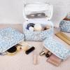3PC Makeup Bag Set, Quilted Makeup Bag Set, Large Floral Cosmetic Bag for Women, Cute Cotton Makeup Bags, Flower Travel Toiletry Organizer Bag (White Pink Bow Tie) view 4