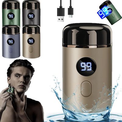 Mini Portable Electric Shaver, Mini Electric Shaver, MiniPortable RechargeableShaver with Digital Display, Shavers - Mini Portable ElectricShaver for Men, Waterproof (Gold)