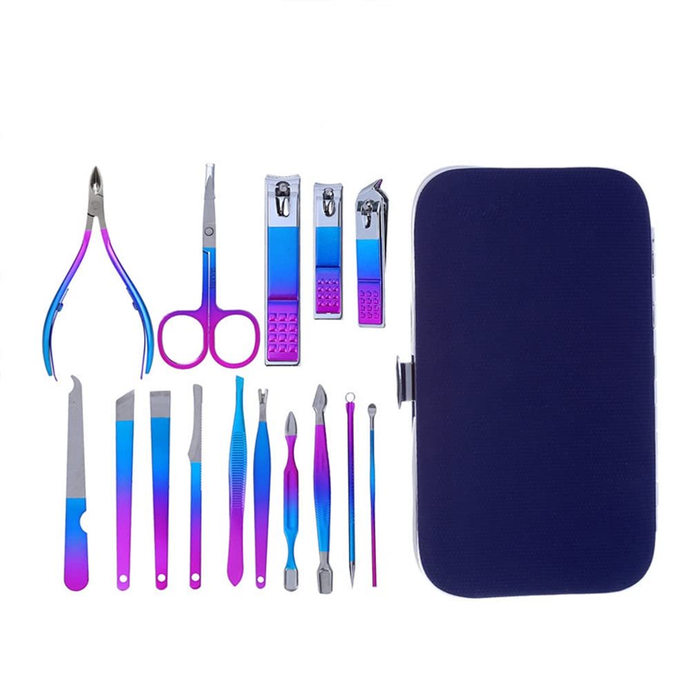 TopHomer Manicure and Pedicure Care Set, 15 in 1 Stainless Steel Tool Kit with Storage Case for Travel and Home Use, Includes Clippers, Files, Scissors, and More