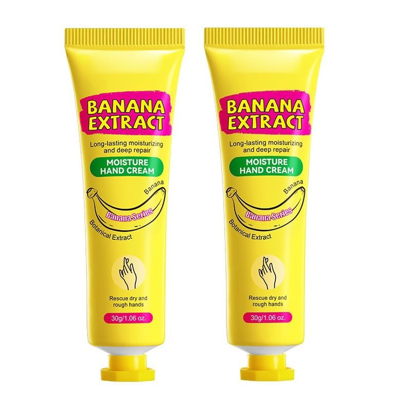 ChongTai 2PCs Banana Extract Moisturizing Hand Cream, Nourishing Relieve for Dry Cracked Skin, Soothing Dryness & Roughness, 30g*2 PCs