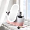 Hand Mirror, Mirror Portable LED Makeup Mirror Organizer Box, Desktop Single-Sided Mirror, Multifunctional Touch Screen Vanity Mirror with Lights Beautiful(White) view 3