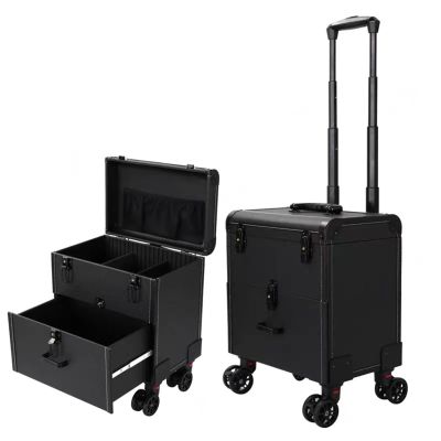 JYXYXSCP Multi-Layer Multi-Functional Cosmetic Case Special Beauty Trolley Case Rolling Makeup Case Adjustable Pull Rod (A)