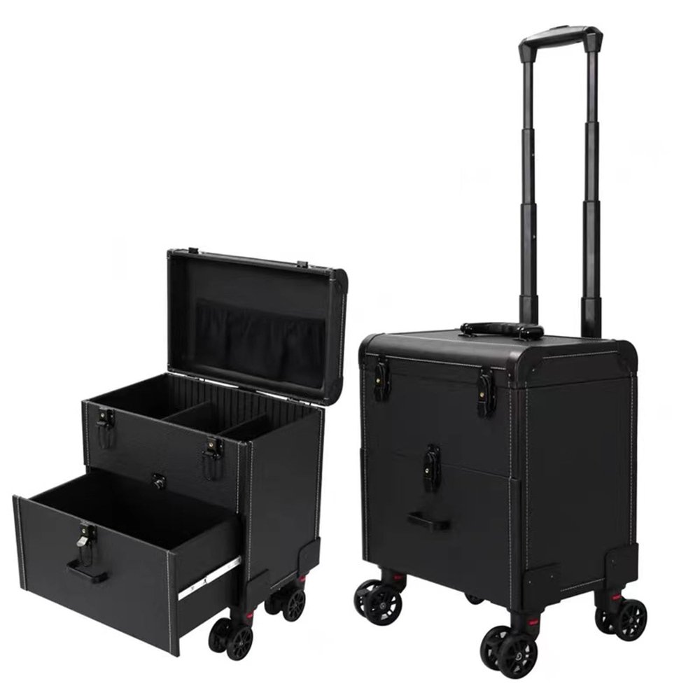 JYXYXSCP Multi-Layer Multi-Functional Cosmetic Case Special Beauty Trolley Case Rolling Makeup Case Adjustable Pull Rod (A)