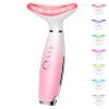 Dopsikn 7 Color Galvanic Machines - Red Light Therapy for Face and Neck, Face Massager Tool for Wrinkles, Double Chin, Vibrating Facial Massager with Thermals, Pink view 1