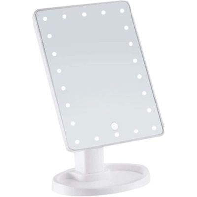 ONwngXW Hand Mirror, Mirror Multifunctional Touch Screen LED Makeup Mirror, Desk Rotation Vanity Mirror, Large Size & Strong Construction Cosmetic Mirror Beautiful(White)
