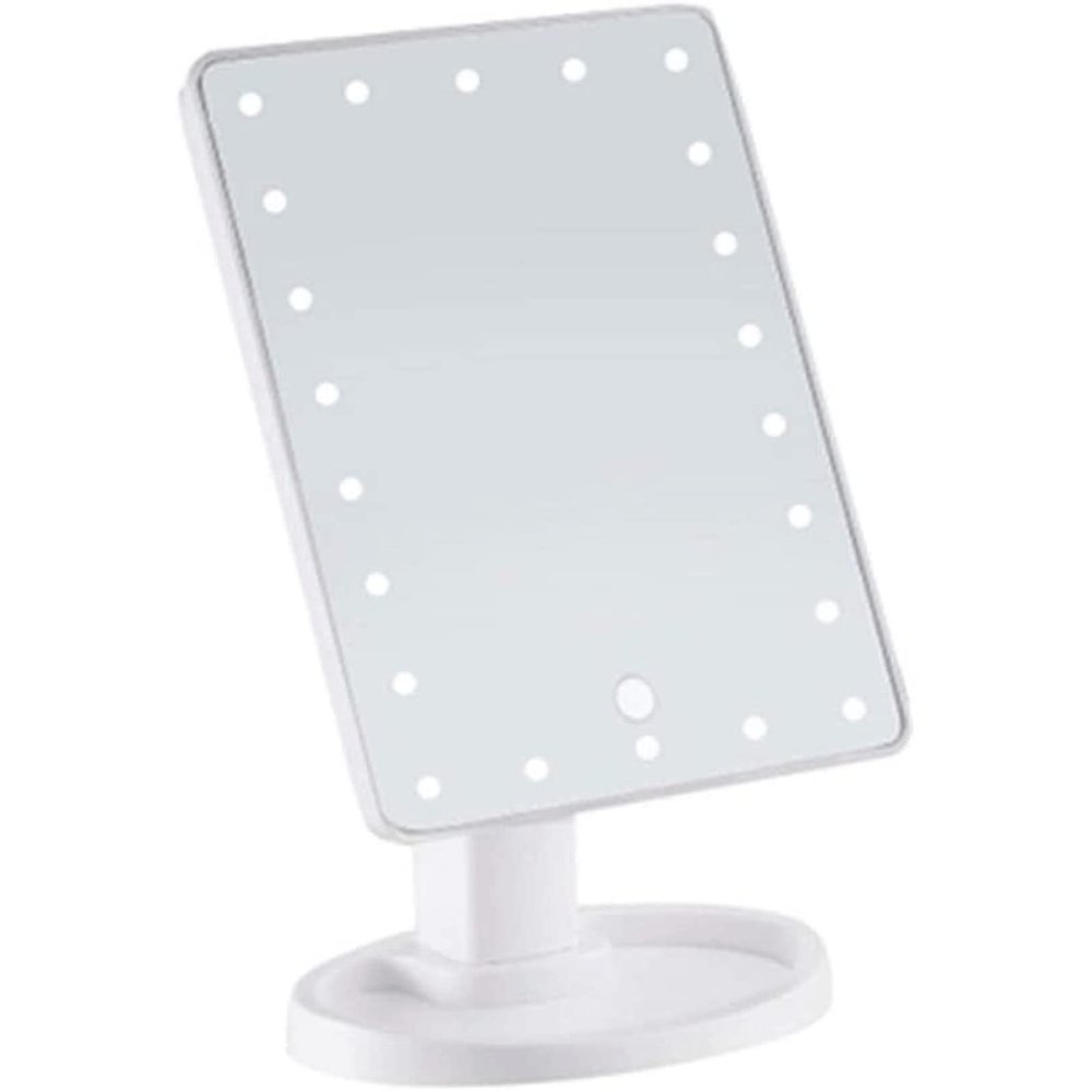 ONwngXW Hand Mirror, Mirror Multifunctional Touch Screen LED Makeup Mirror, Desk Rotation Vanity Mirror, Large Size & Strong Construction Cosmetic Mirror Beautiful(White)